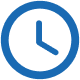 A blue clock icon on a black background.